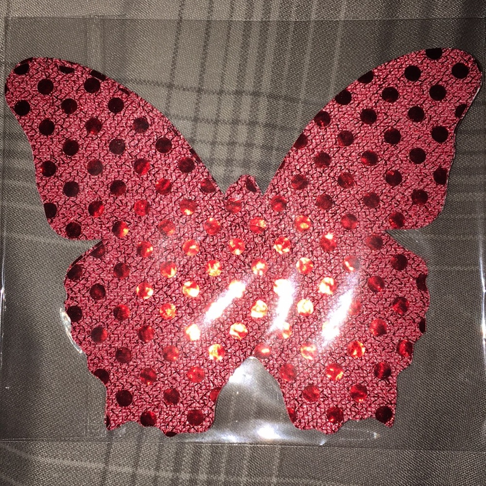 Nipple covers pasties red glitter butterfly